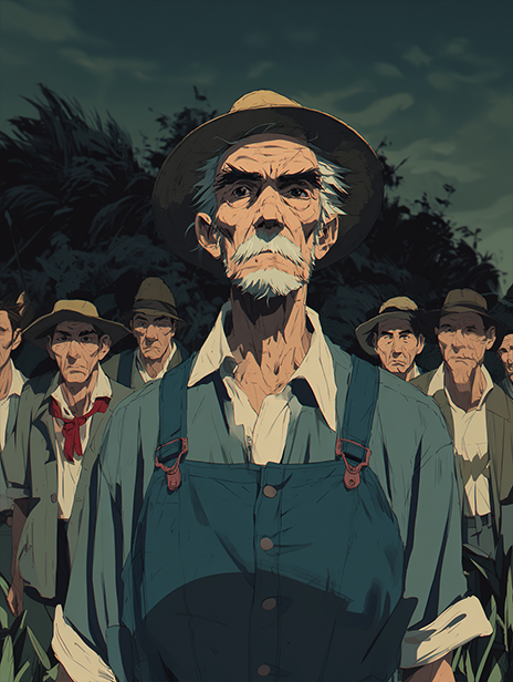 A group of farmers from the village of Greenhaven portrait